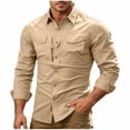 thumbnail image 1 of Dpjklzsn Men's Tactical Utility Shirt, Long Sleeve Ventilated Collared Shirt with Zip Dual Pockets, 1 of 10