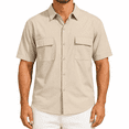 thumbnail image 1 of Dpjklzsn Men's Utility Button-Up Shirt, Short Sleeve Multi Pocket Collared Shirt for Outdoor Casual Wear, 1 of 10
