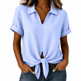 thumbnail image 1 of Dpjklzsn Women's Cotton Linen Tie Front Shirt, Short Sleeve Collared Summer Blouse, 1 of 7
