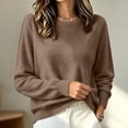 thumbnail image 1 of Dpjklzsn Women's Crewneck Knit Sweater, Long Sleeve Relaxed Basic Pullover, 1 of 6