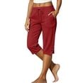 thumbnail image 1 of Dpjklzsn Women's Drawstring Capri Pants with Buttoned Side Slits and Side Pockets for Summer Travel, 1 of 7