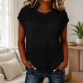thumbnail image 1 of Dpjklzsn Women's Open Knit Sweater Top, Short Sleeve Crochet Mesh Pullover, Crewneck Hollow Out Summer Casual Shirt, 1 of 5