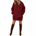 thumbnail image 1 of Dpjklzsn Women's Oversized Hooded Sweatshirt Dress, Drawstring Long Sleeve Drop Shoulder Pullover with Pocket, 1 of 7