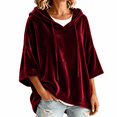 thumbnail image 1 of Dpjklzsn Women's Oversized Velour Hoodie Poncho, Drawstring V Neck Relaxed Pullover Top, 1 of 8