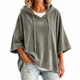 thumbnail image 1 of Dpjklzsn Women's Oversized Velour Hoodie Poncho, Drawstring V Neck Relaxed Pullover Top, 1 of 8