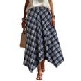 thumbnail image 1 of Dpjklzsn Women's Plaid Asymmetrical Midi Skirt, High Waisted Flowy A-Line Handkerchief Skirt, 1 of 7