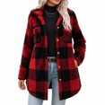 thumbnail image 1 of Dpjklzsn Women's Plaid Shacket Jacket, Soft Fuzzy Button Front Lapel Collar Long Sleeve Oversized Casual Winter Outerwear, 1 of 10