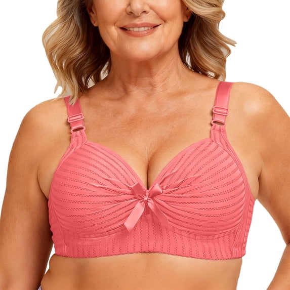 Dpjklzsn Women's Ribbed Wireless Support Bra, Full Coverage