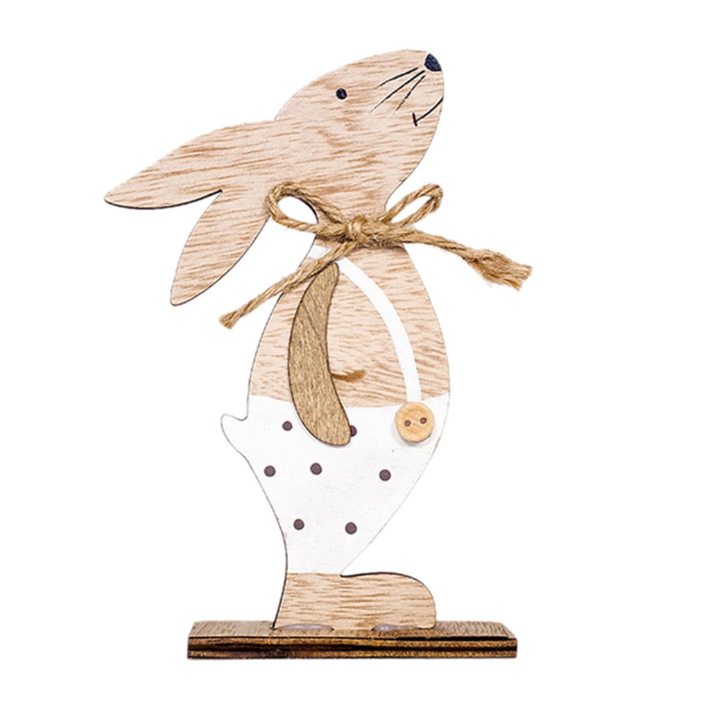 Dpkshia Desktop Ornament,easter Decorations Wooden Rabbit Shapes 