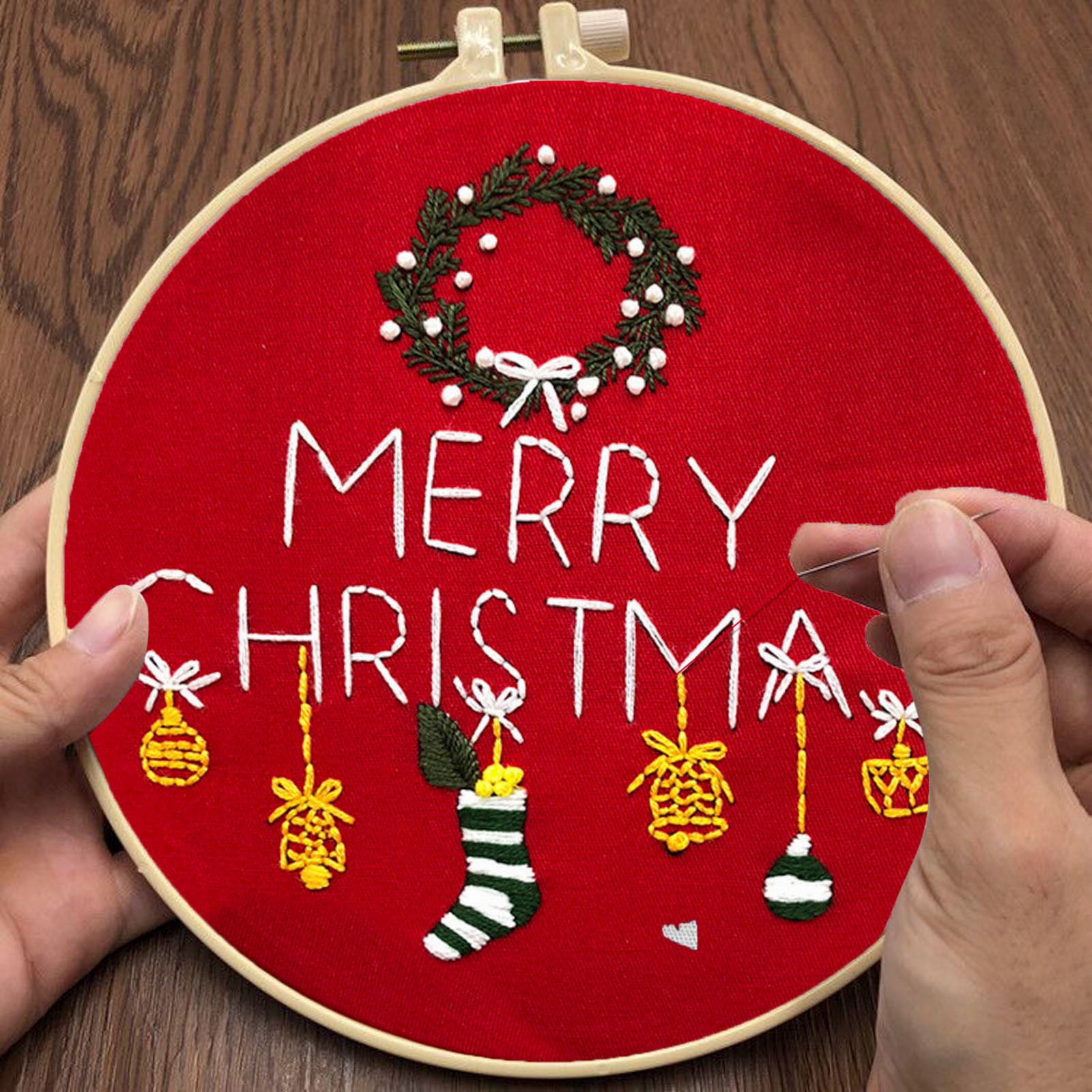 Dpn Knitting Needles Set Christmas Embroidery Kit With Embroidery Hoop