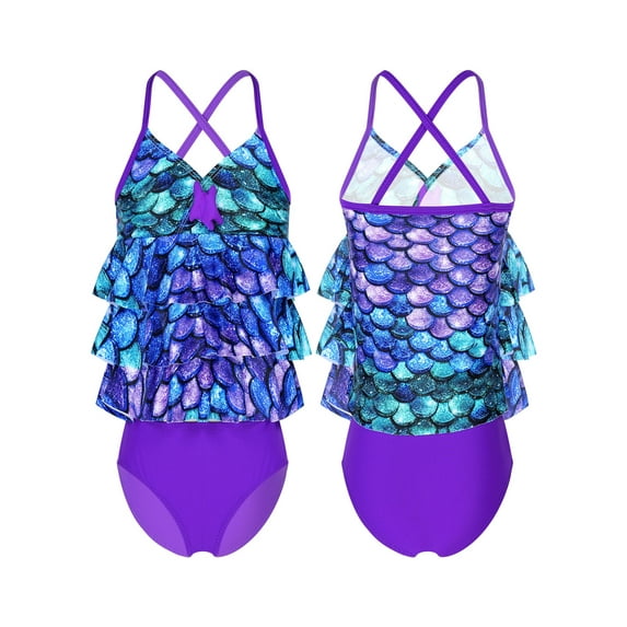 Dpois Ruffled Mermaid Comfortable Swimsuit Sets (Girl's)