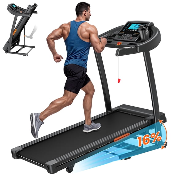 COFUNOK 16% Auto Incline Folding Treadmill ,4.0HP Treadmill for Home and Office,300-400LBS Capacity,10MPH Incline Treadmill with Heart Rate & Body Fat Monitor,App