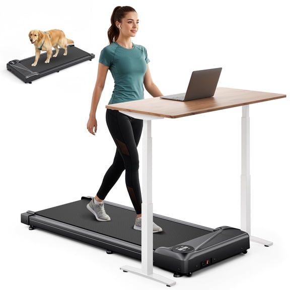 Dprodo 2.5HP Walking Pad,Under Desk Treadmill for Home&Office,Portable Walking Treadmill with Longer Running Belt,Walking Jogging Machine with Remote Control,300 lbs Weight Capacity LED Display