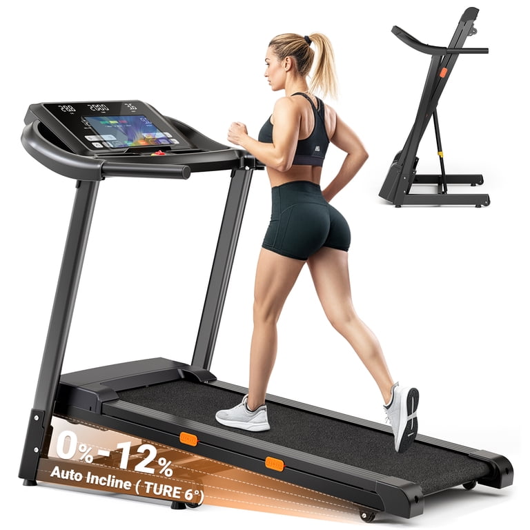 Dprodo Treadmill With Auto 12% Incline,3.0HP Folding Treadmills