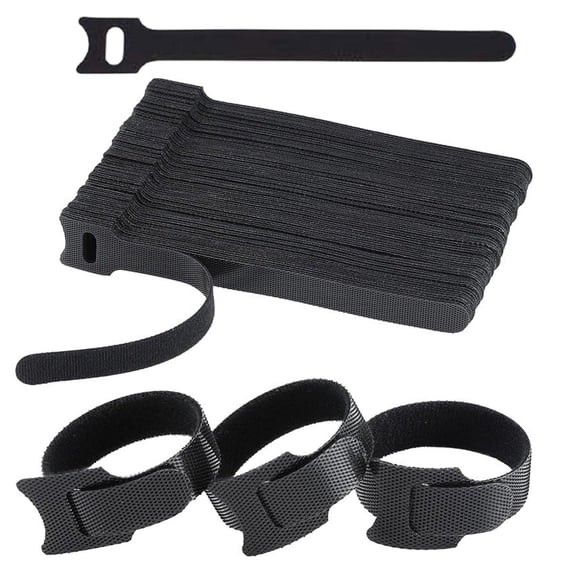 Dpter 200PCS Reusable Cable Ties, 7.9" Adjustable Hook and Loop Cord Straps for Wire Management, Self-Locking Cable Organizer for Home Office Desk TV Computer - Black