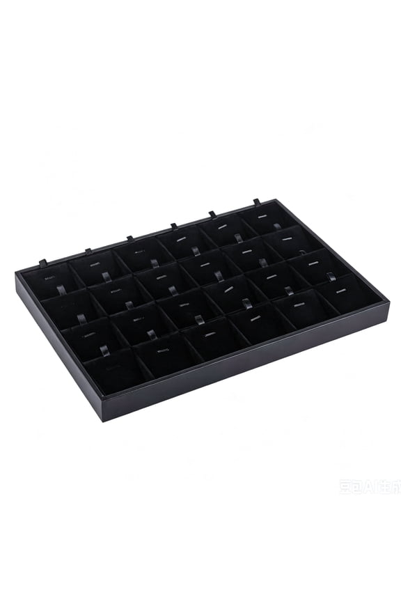 24-Grid Velvet Pendant Tray, Necklace Display Tray, Stackable Jewelry Organizer, for Drawers & Display Cases - Black