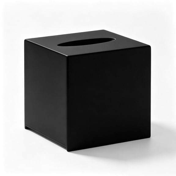 Dpter Square Acrylic Tissue Box Cover, Clear Tissue Paper Holder for Bathroom Bedroom Office, Modern Design with Smooth Edges & Sliding Bottom - Black