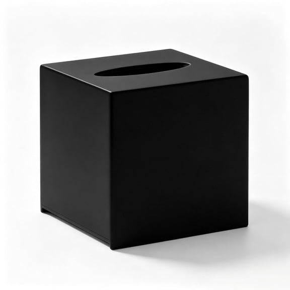Dpter Square Acrylic Tissue Box Cover, Smooth Edges & Sliding Base, Clear Dispenser for Bathroom Bedroom Office - Black