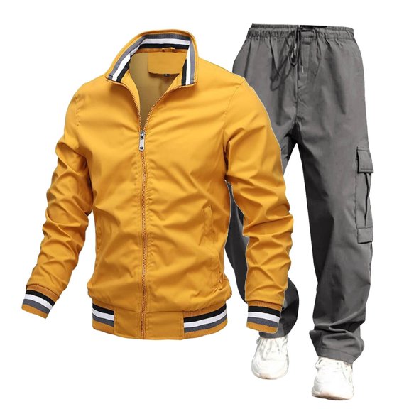 Dpytoraw 2024 Men's Sweat Suit Two Piece Outfit Casual Contrast Sports Jogging Tracksuits Set