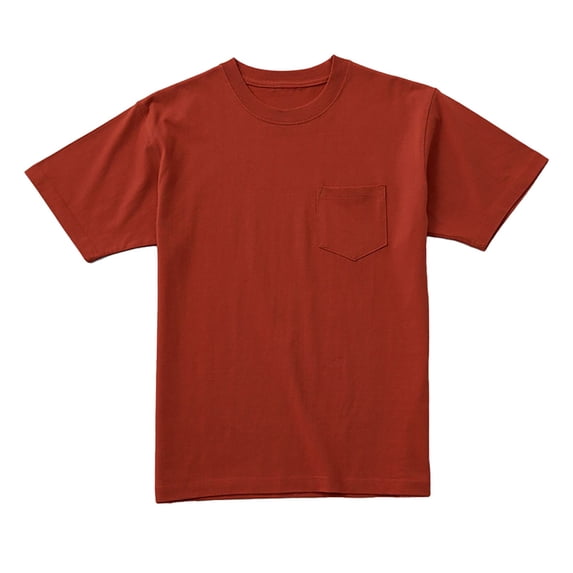 Dpytoraw 2025 Men's Pocket T Shirt Cloth Patch Bag Short Sleeve Round Neck T Shirt Party Solid Color Pocket T Shirt Athletic T-Shirts Men Brick Red M