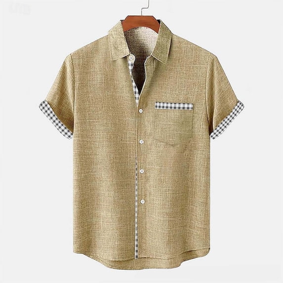 Dpytoraw 2025 Men's Summer Lapel Loose Casual Short Sleeved Shirt Men’s Slim Fit Shirts