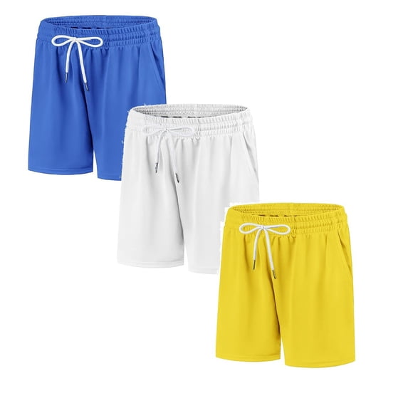 Dpytoraw 3 Pack Girls Shorts Athletic Soccer Running Active Dry-Fit Sports Basketball Shorts with Drawstring Pocket 4-13Y