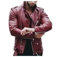 thumbnail image 1 of Dpytoraw Autumn And Winter Europe And The United States Fashion Leather Men's Large Size Zipper Motorcycle Leather Jacket, 1 of 4