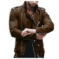 thumbnail image 1 of Dpytoraw Autumn And Winter Europe And The United States Fashion Leather Men's Large Size Zipper Motorcycle Leather Jacket, 1 of 4