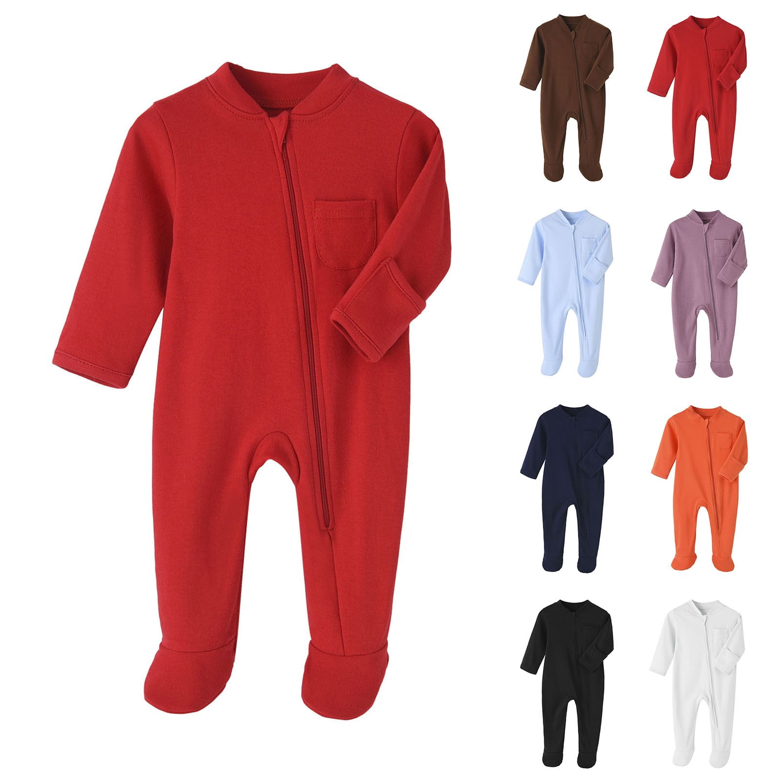 Dpytoraw Baby Boys Long Sleeve Zip Up Romper Solid Color Warm Bodysuit ...