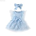thumbnail image 1 of Dpytoraw Baby Girl Flower Dress Summer Tutu Boho Princess Wedding Birthday Party Dresses For Infant Girls 0 18 Months Girls Sleeveless Dresses,Blue Size 3-6 Months, 1 of 5