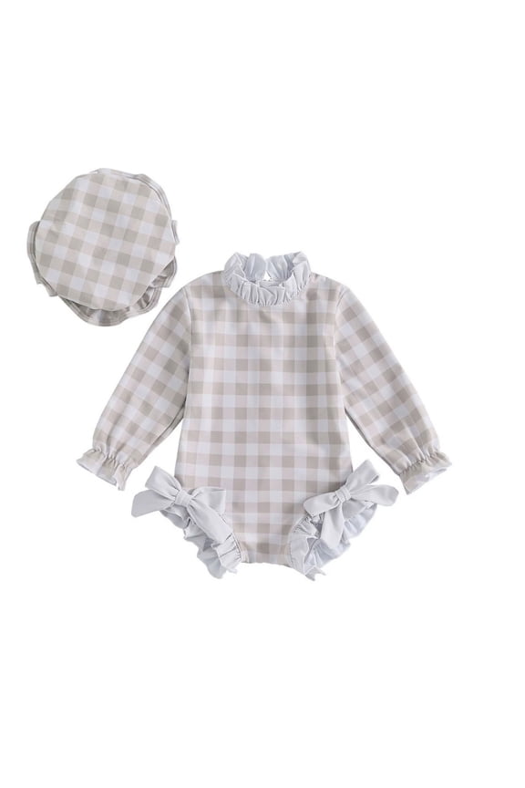 Baby Girl Swimsuit Baby Girls Long Sleeve Swimsuit Romper With Hat Bathing Suit Beach Rash Guard Girls Bathing Suits Size 0-3 Months