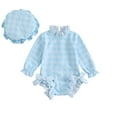 thumbnail image 1 of Dpytoraw Baby Girl Swimsuit Baby Girls Long Sleeve Swimsuit Romper With Hat Bathing Suit Beach Rash Guard Girls Bathing Suits Size 18-24 Months, 1 of 3
