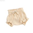 thumbnail image 1 of Dpytoraw Baby Knit Shorts, Drawstring Waist Loose Fit for Boys and Girls Casual Play Yellow Size 0-3 Months, 1 of 3
