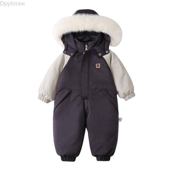 Dpytoraw Baby Winter Hooded Snow Suit Jacket Toddler Baby Thickened Jumpsuit Toddler Girls Romper Size 120
