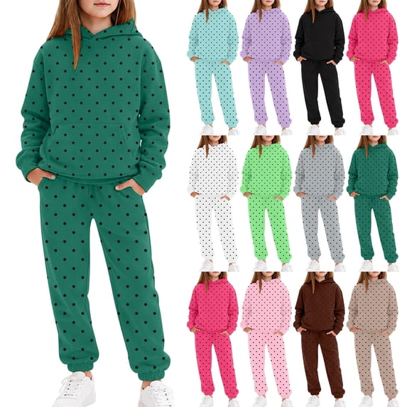 Dpytoraw Big Girls 2 Piece Outfit Set Long Sleeve Hooded Top and Pants ...