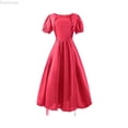 thumbnail image 1 of Dpytoraw Big Girls Regency Dresses Ruffled Medieval Classical Puff Sleeve Empire Waist Dress Gown Girls Sundresses,Red Size 14-15 Years, 1 of 4