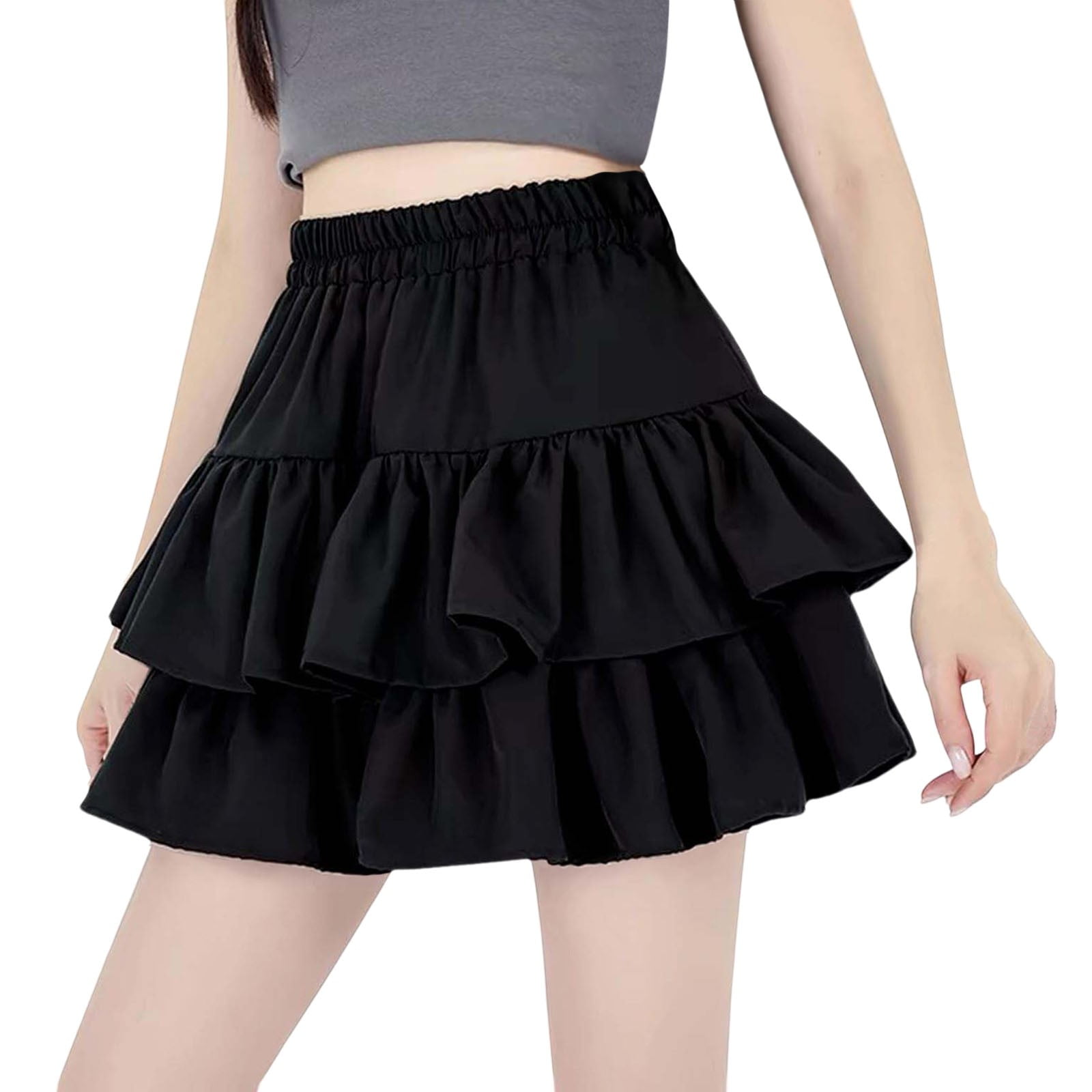 Dpytoraw Black Mini Skirt High Waisted Ruffle Skirt Black Skirt