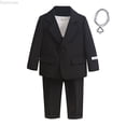 thumbnail image 1 of Dpytoraw Boys 3 Piece Suit Set, Long Sleeve Coat and Pants Tuxedo for Formal Occasion Black Size 2-3 Years, 1 of 6