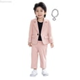 thumbnail image 1 of Dpytoraw Boys 3 Piece Suit Set, Long Sleeve Coat and Pants Tuxedo for Formal Occasion Pink Size 9-10 Years, 1 of 4