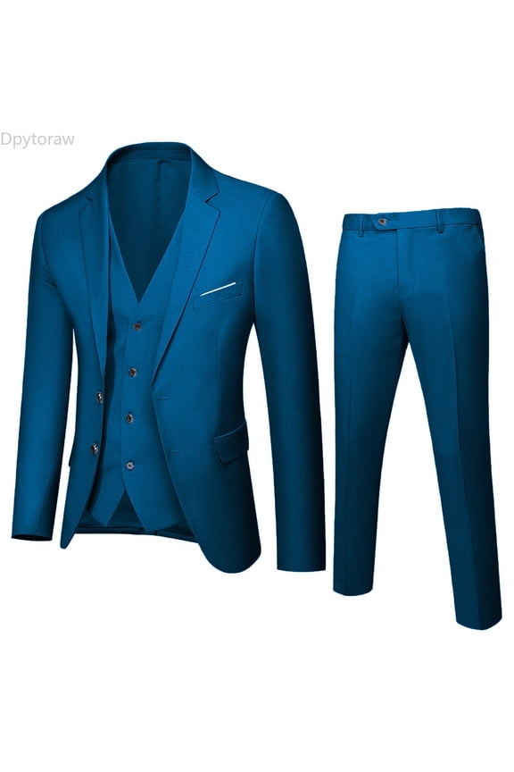 Boys' 3 Piece Suit Set with Suit Jacket, Vest, Pants, Formal Slim Fit Ring Bearer Outfit Size 12-13 Years