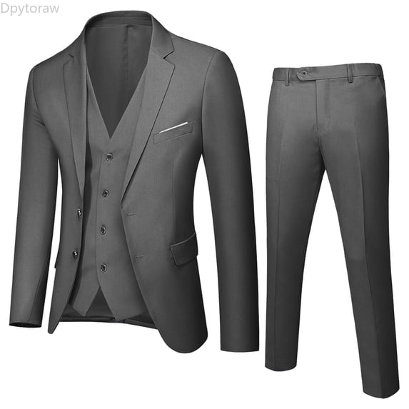Dpytoraw Boys' 3 Piece Suit Set with Suit Jacket, Vest, Pants, Formal Slim Fit Ring Bearer Outfit Size L4