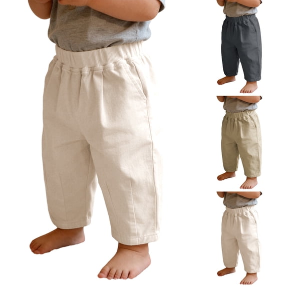 Dpytoraw Boys Chino Pants Straight-Leg Elastic Waist for Everyday Wear Casual Pants, Sizes 6M-5Y