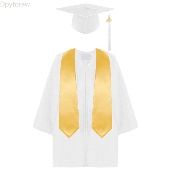 Dpytoraw Boys Girls Preschool Kindergarten Unisex Graduation Gown Cap Set With Tassel And Graduation Sash For Child Back To School Tops 2026 Size White 2-3 Years