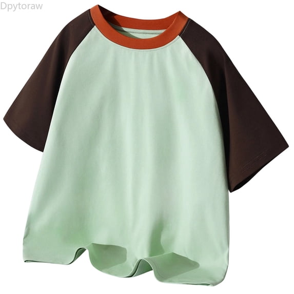 Dpytoraw Boys Summer Short Sleeve Tshirts Casual Color Block Tees For Kids Comfortable Daily Wear Basic Top For Boys And Girls Age 3 14 Boys Cotton T Shirts Short Sleeve Size 3-4 Years