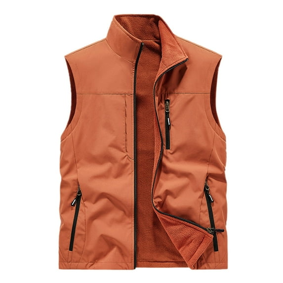 Dpytoraw Casual Vest Man Loose Outdoor Zipper Pocket Jacket Winter Vest Large Size Sports Plus Velvet