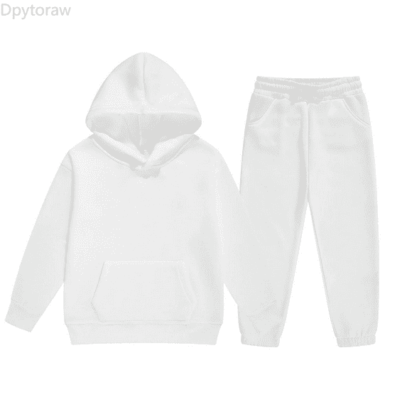 Dpytoraw Child Toddler Boys Girls Long Sleeve Solid Warm Hoodie Pullover Tops Pants Kids Outfits Sweat Suit Back to school outfits 2026 Size White 3-4 Years