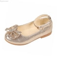 thumbnail image 1 of Dpytoraw Children Infant Kids Baby Girls Bowknot Crystal Dance Shallow Single Shoes Princess Shoes Baby Walking Shoes Size Gold 12-15 Months, 1 of 4