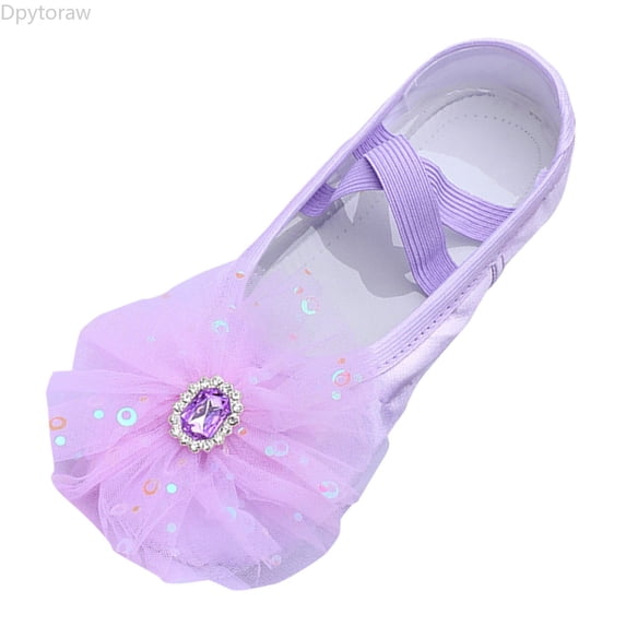 Dpytoraw Children Shoes Dance Shoes Ballet Performances Diamond Lace Yoga Shoes For Shoes For Children Girls Athletic Shoes Size Purple 8-9 Years