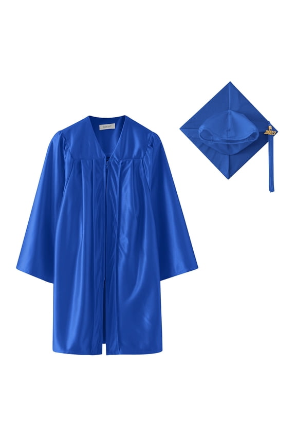 Children Suit Boys Girls Long Sleeve Bachelor Dress Doctor Dress Graduation Dress Solid Color Coat Long Gown With Hat Back to school outfits 2026 Size Blue 6-7 Years