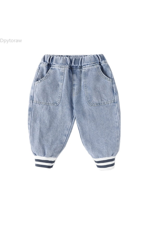 Children Toddler Kids Infant Baby Boys Girls Patchwork Striped Jeans Pants Trousers Outfits Clothes Boys Jeans Size 3-4 Years
